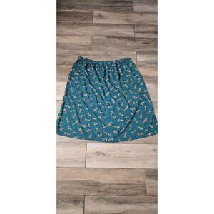 KATHIE LEE LONG SLEEVE FLARE SKIRT BLUE ELASTIC WAIST SIZE 26/28